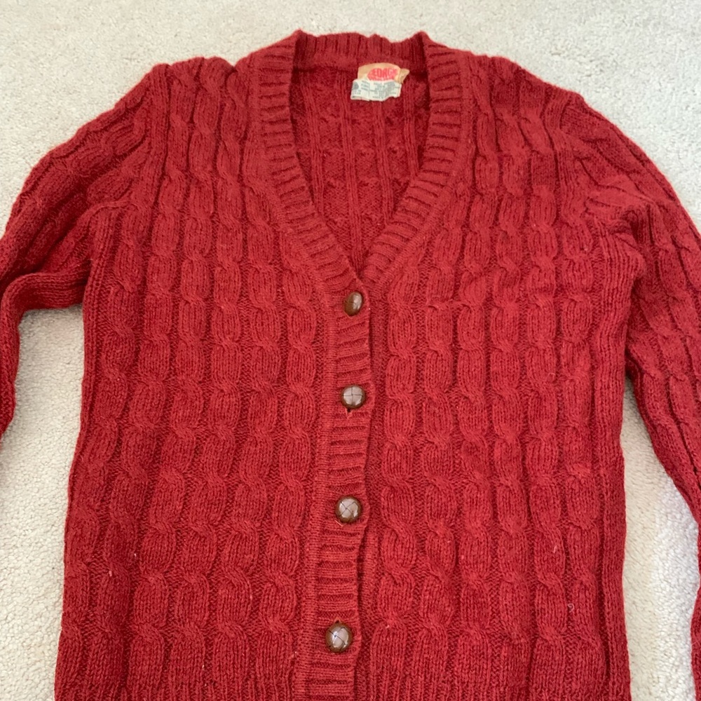 Vintage Georgie Porgie red cable cardigan
